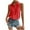 Red, variant on Women's Sleeveless Button Down Blouse - Solid Color Loose V Neck Tank Top for Work, Polyester Spandex, S-XXXL