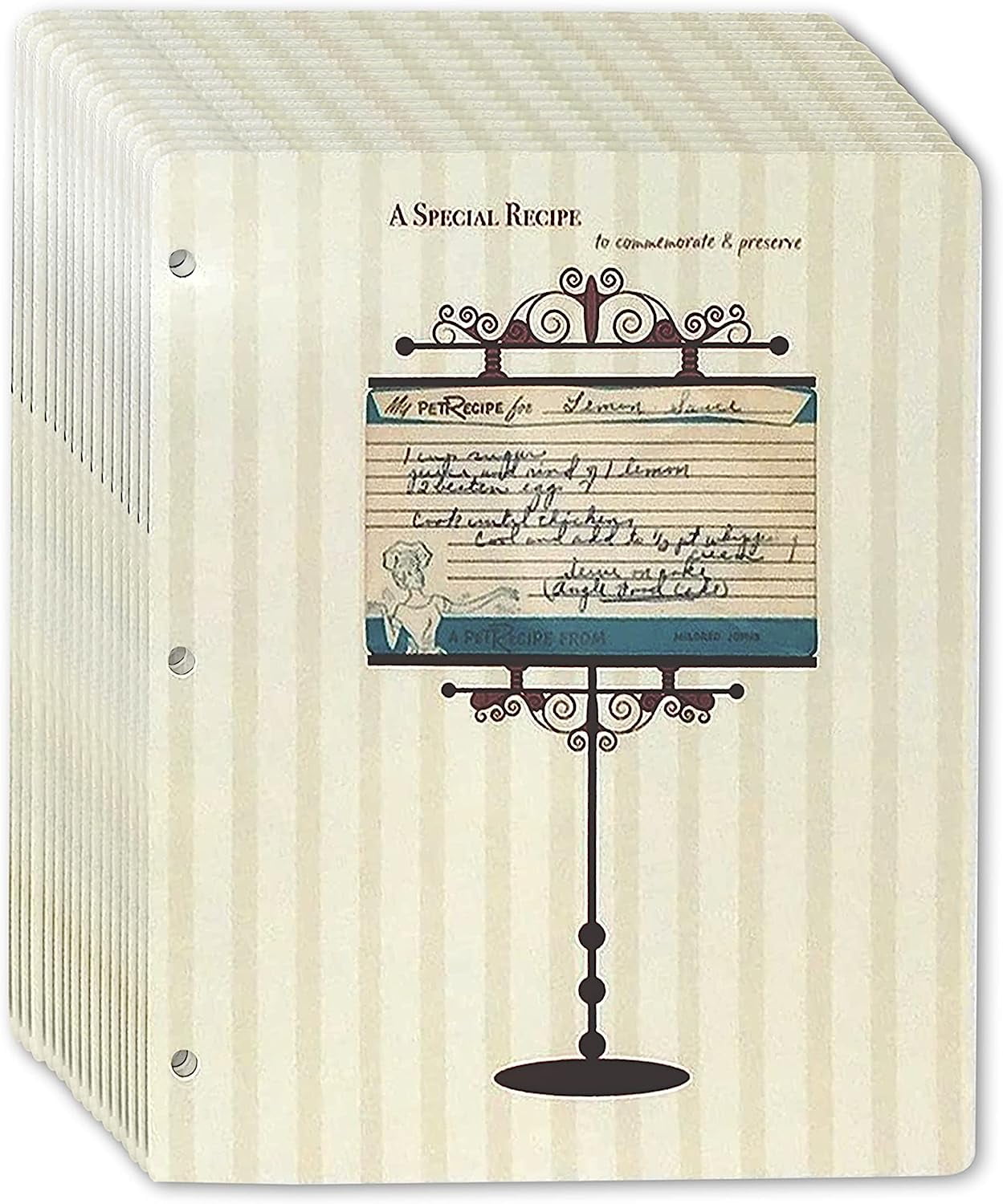3" x 5" Vintage Recipe Card Protector Sleeves for 3 Ring Binders from