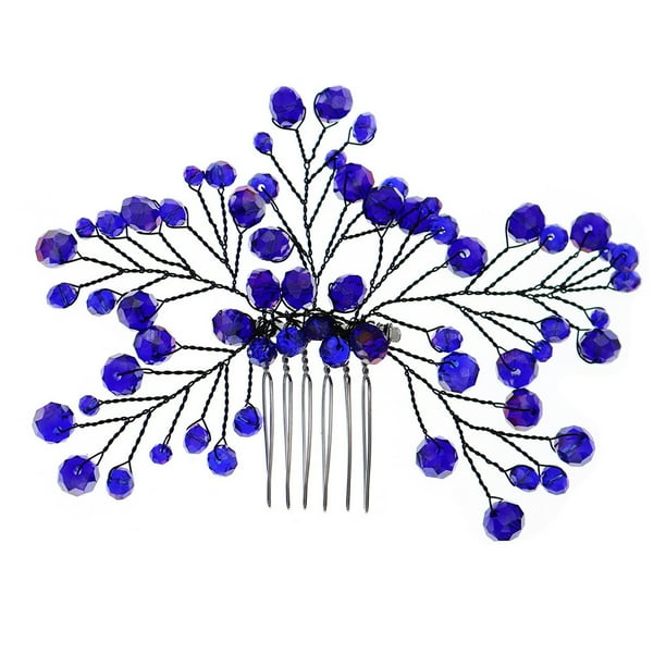 Guardurnaity Peines para el cabello Joyas hechas a mano de cristal azul Diadema liviana Brillante Exquisito Tocado a prueba de decoloración Interior Exterior Ropa, zapatos y accesorios Miscelánea Guardurnaity AP013449-01