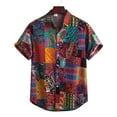 thumbnail image 1 of Shirt Top Loose Fit Lapel Chic Retro Irregular Pattern Summer Male Shirt, 1 of 5