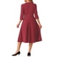 thumbnail image 3 of Vestido de trabajo elegante para mujer INSPIRE CHIC con mangas 3/4, cuello redondo, plisado y corte midi, talla XS, color rojo oscuro, 3 of 6