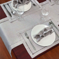 thumbnail image 2 of 3X Chemin de Table Fait Main, Écharpes de Commode, Fil Argenté Entrelacé (Gris Clair, 12 x 72 Chemins de Table), 2 of 3