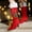 Red, variant on FRSASU Women's Pointed Toe Stiletto Mid Calf Boots, Christmas Tree & Snowflake Embroidery with Furry Top Cuff Red