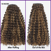 LUVME Seamless Brown Highlight Deep Wave Clip in Hair Extensions 135g 9pcs / 7pcs with Free Gift