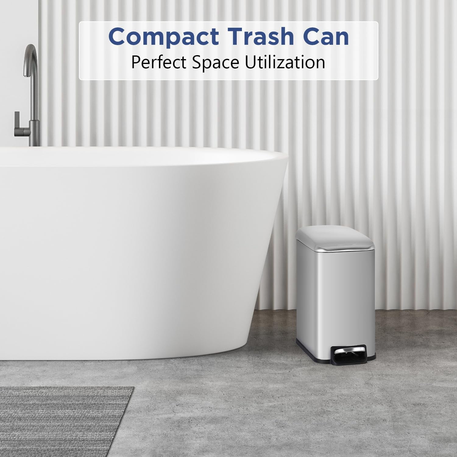 Dkelincs 1.3 Gallon (5 L) Step Trash Can with Lid Bathroom Garage Can Small Trash Bin Stainless Steel for Small Spaces, Silver