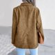thumbnail image 4 of Chaquetas de traje estilo casual informal de manga larga con bolsillo de color sólido para mujer, chaqueta de oficina de trabajo, chaqueta con botones de solapa,blazer moda（Caqui， M), 4 of 5