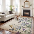thumbnail image 3 of Spring Flowers Area Rugs Collection 5'x7', Vintage Floral Leaves Birds Pastoral Botanical Non Slip Indoor Rectangle Throw Runner Rug Floor Mat Carpet for Living Room Dining Table Bedroom Nursery, 3 of 9
