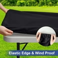thumbnail image 5 of Deago Rectangle Table Cloth Cover Waterproof Polyester Elastic Fitted Tablecloth for 6 Foot Tables Washable Folding Table Protector for Picnic, Camping, Outdoor (Black, 30"x72"), 5 of 10