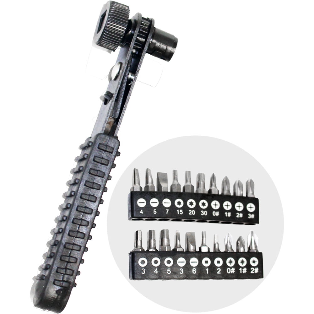 21Piece Screwdriver Bit Set with Reversible Ratcheting Handle