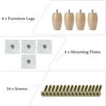 thumbnail image 4 of 4" Wood Furniture Leg Chair Couch Sofa Feet Round Leg Replacement 4 Pack, 4 of 6