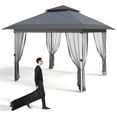 thumbnail image 6 of 2025 New 12'x12' Pop Up Gazebo, Outdoor Canopy Tent with Curtains and Netting, Pop Up Canopy with 144 Square Shelter for Patio, Backyard, Party, 2-Tiered Vented Top, 6 of 8