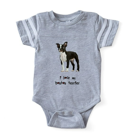 CafePress - I Love My Boston Terrier - Cute Infant Baby Football Bodysuit