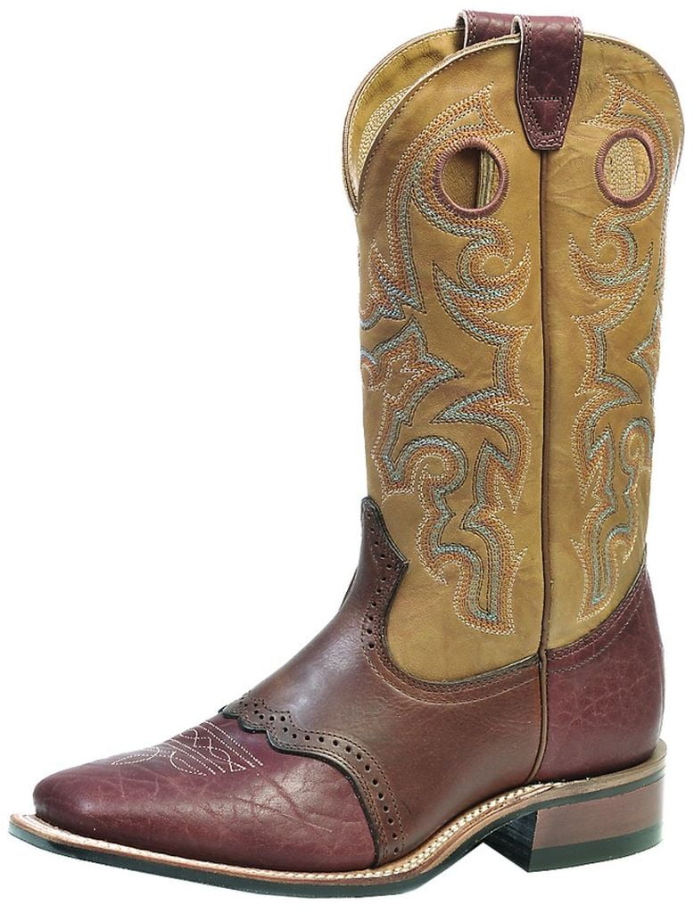 Boulet Boulet Western Boots Mens Cowboy Bullhide Cognac Grizzly Sand