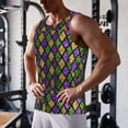 thumbnail image 5 of Rateoe Mardi Gras Shiny Green Purple Pattern Sleeveless Gym Shirt Muscle Tee Breathable Workout Shirt Slim-Fit Tank Quick Dry Fit Muscle Tank Top Bodybuilding Sleeveless T Shirt-Medium, 5 of 7