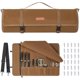 thumbnail image 1 of AKOZLIN Funda para rollo de cuchillo de cocinero con 10 ranuras y 1 bolsillo grande con cremallera de lona encerada, port&aacute;til con correa ajustable y 30 protectores de cuchillo, negro (Marr&, 1 of 8