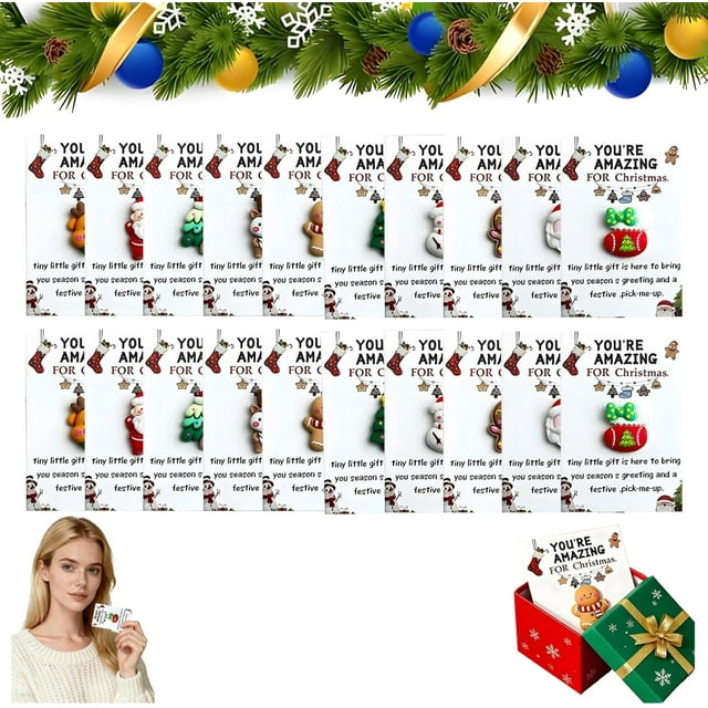 Christmas Pocket Emotional Hug - Christmas Pockets Hugs Gifts Bulk Mini Xmas Resin Pockets Hugs with Heartwarming Cards for Xmas Coworker Staff Employee Holiday Appreciation Gifts (30Pcs)