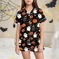 thumbnail image 2 of NIEWTR Kids Girls Pajama Set Halloween Spooky Ghost Painted Short Sleeve Shirts and Elastic Waist Shorts Loungewear Girls Halloween Pajamas Sets (12-13 Years,Orange), 2 of 5