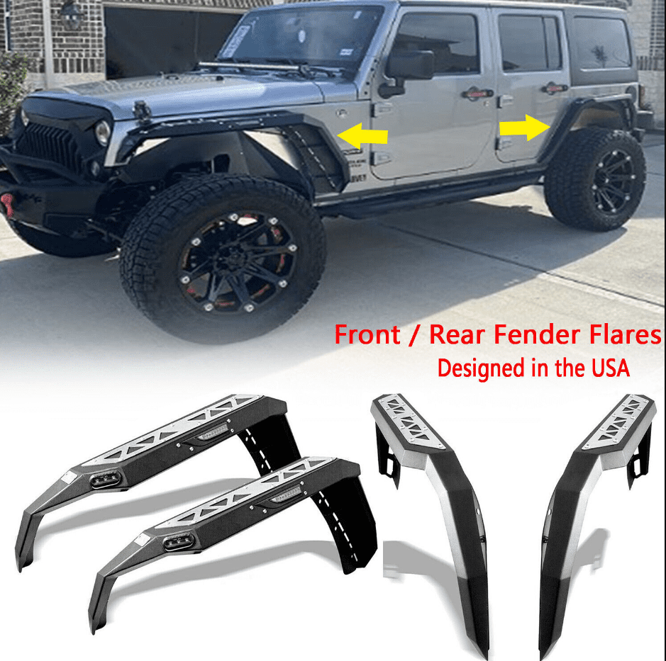 WOLFSTORM Front/Rear Fender Flares for 20072018 Jeep Wrangler JK