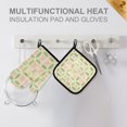 thumbnail image 4 of Yayeee Oven Mitts and Pot Holder Set of 2 Heat Resistant Kitchen Gloves Baking Hot Pad, Light Green Geometric, 4 of 5