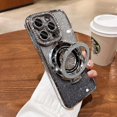 thumbnail image 7 of for iPhone 16 Magnetic Kickstand Case, [Compatible with Magsafe] Bling Glitter Diamond Rhinestone Ring Holder Camera Lens Protector Girly Woman Cute Phone Cover for iPhone 16 6.1" (Silver), 7 of 7