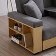 thumbnail image 3 of Convertible Sleeper Sofa Couch with Drop Down Table with 2Cup Holders, Multifunctional Double Folding Sofa Bed with Storage Ottoman and Sofa arm with box and drawer for Living room, Apartment, Grey, 3 of 9