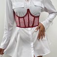 thumbnail image 4 of Cinturón de corsé para mujer Ver a través de lentejues con cordones Corset Shapewear Deshuesado Overbust cinturo Cinturón ancho para Rojo m BLESIY Cinturón de corsé, 4 of 7