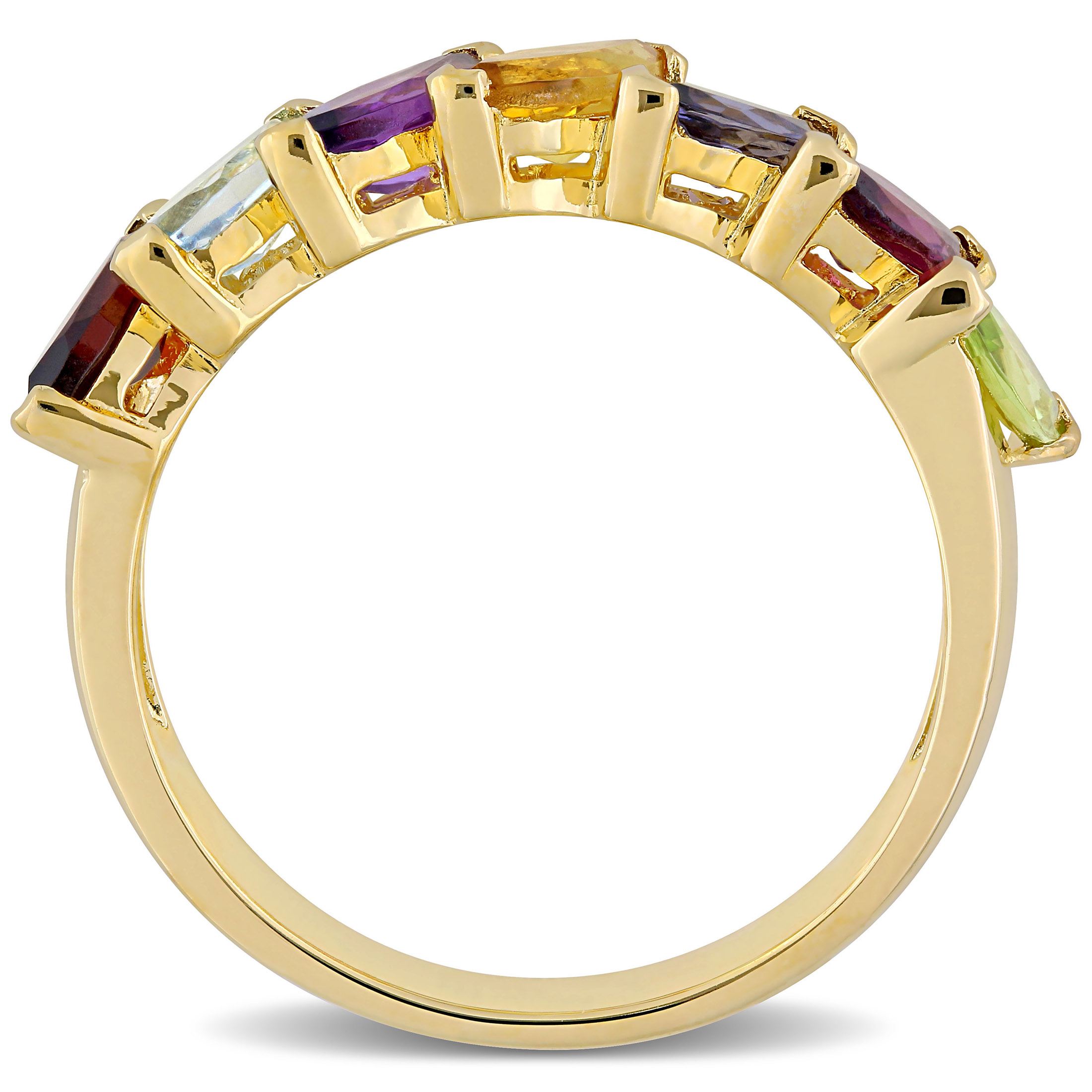 Everly Women's Rhodolite and Topaz Amethyst Citrine Iolite Garnet Peridot Yellow Gold Plated Ring