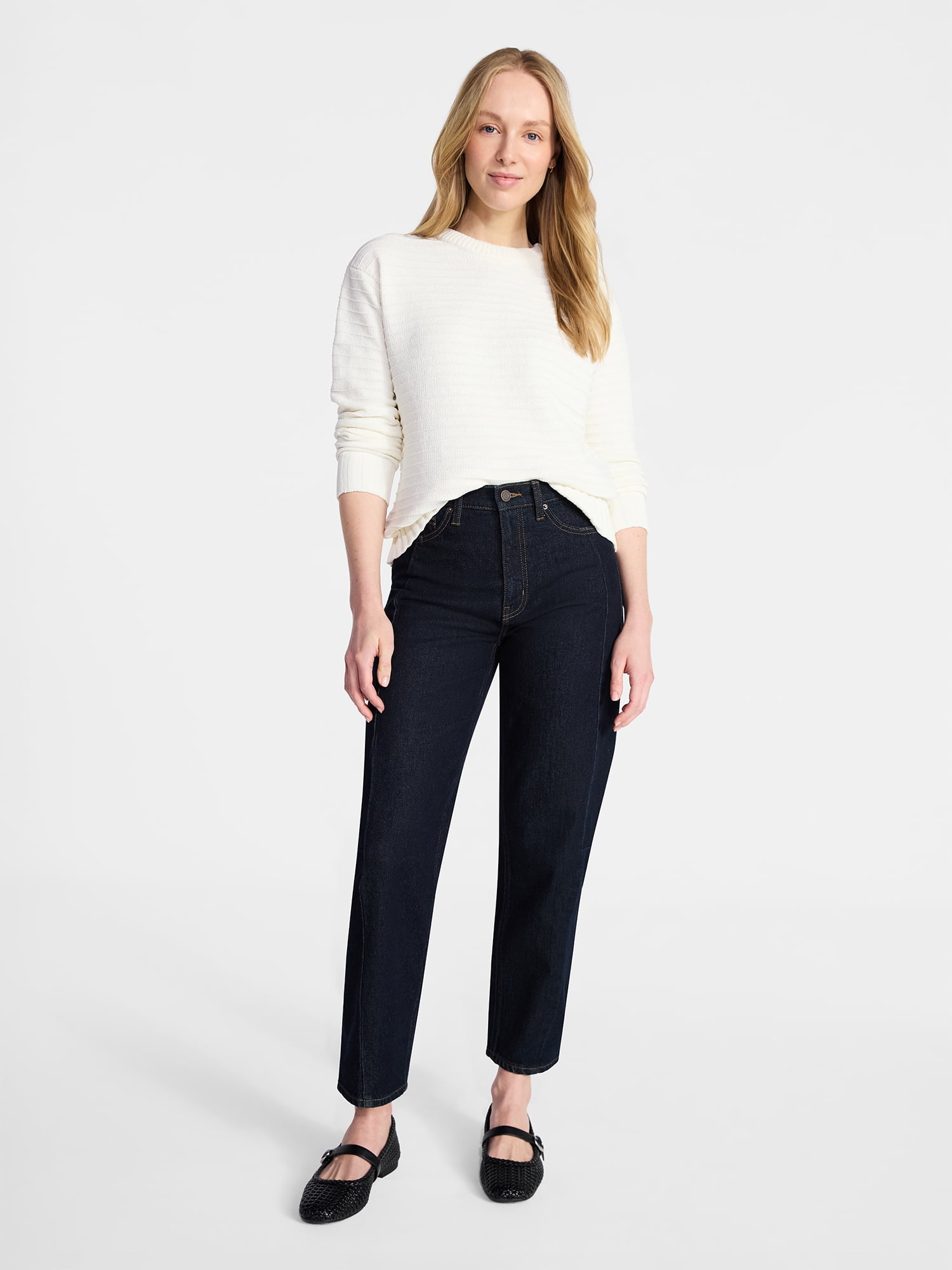 Time and Tru Women's and Women's Plus Long Sleeve Chenille Pullover, Sizes XS-4X