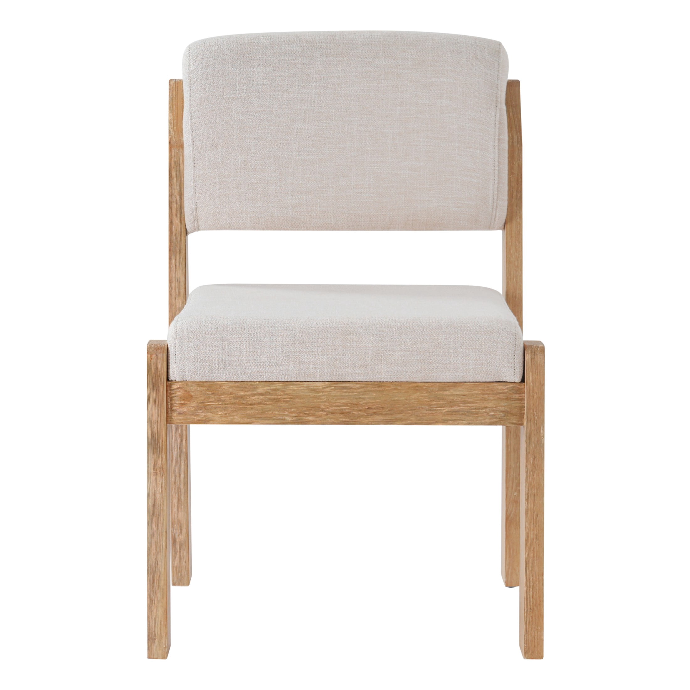 Christopher Knight Home Modern Upholstered Dining Side Chairs, Wood Frame, Natural+Beige, Set of 2