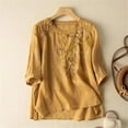 thumbnail image 2 of Embroidered Boho Tops for Women Loose Tunics Top Summer Gauze Shirts Mexican Shirts Bohemian Tops Beach Travel Vacation Vacation Beach Solid Blouses Summer Tops for Women Dressy Casual Blouses, 2 of 3