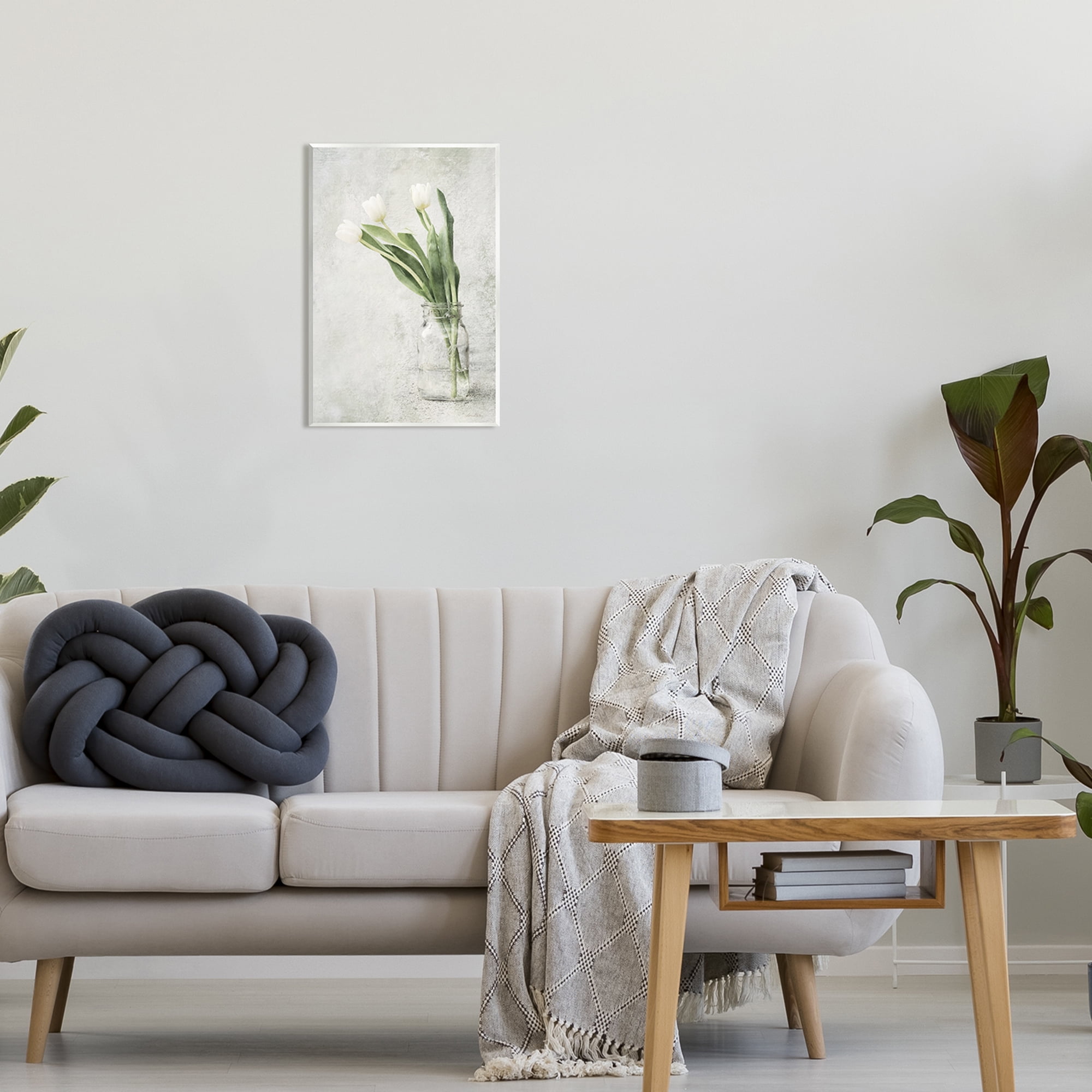 Stupell Asymmetrical Tulips Country Jar Botanical & Floral Painting Wall Plaque Unframed Art Print Wall Art