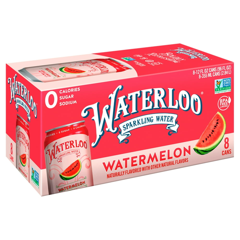 Waterloo Watermelon Sparkling Water, 12 fl oz, 8 count