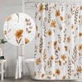 thumbnail image 4 of Polyester Fabric Brown Spring Floral Shower Curtain, Flowers Botanical Elegant Pastoral Waterproof Bathtub Curtain Bathroom Decor Set with Hooks 60 x 72 Inches, 4 of 6