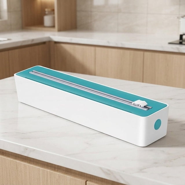 Dispensador de film transparente, dispensador de papel de aluminio, accesorios reutilizables para mujer, compacto y versátil para papel de aluminio, Verde