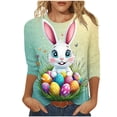 thumbnail image 2 of VKOYWKM Easter Shirts for Women Cute Bunny Rabbit Eggs Graphic Tees Casual 3/4 Length Sleeve Women Tops Loose Fit Crew Neck Easter Tshirts, 2 of 5