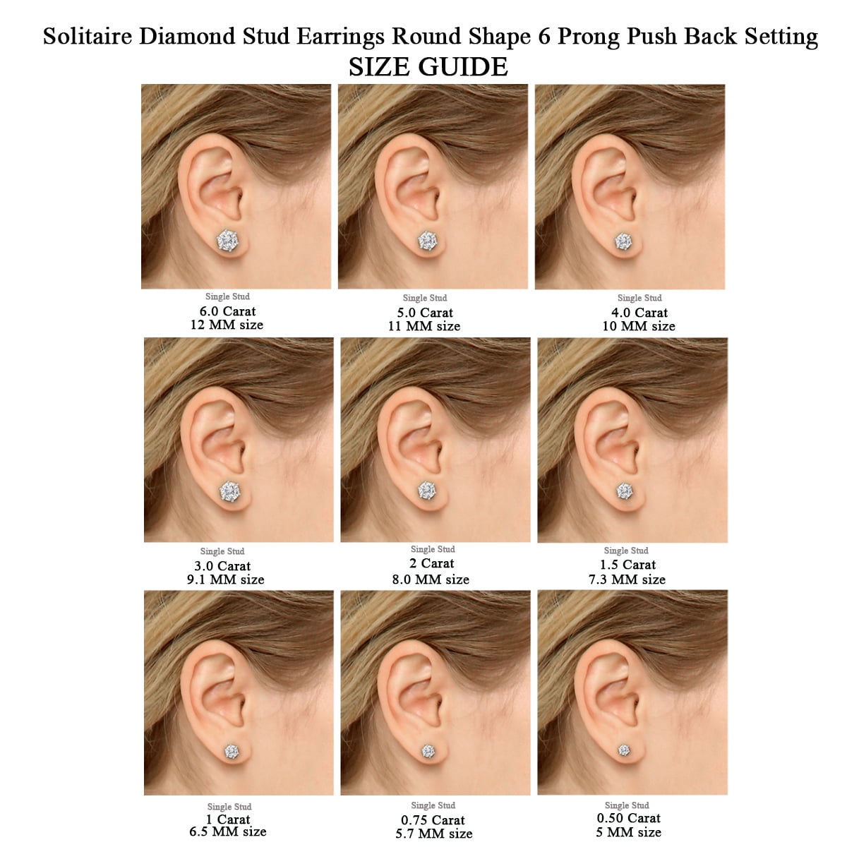 Update 186+ diamond stud earrings size latest