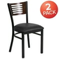 thumbnail image 3 of Flash Furniture 2 Pack HERCULES Series Black Slat Back Metal Restaurant Chair - Walnut Wood Back, Black Vinyl Seat, 3 of 8