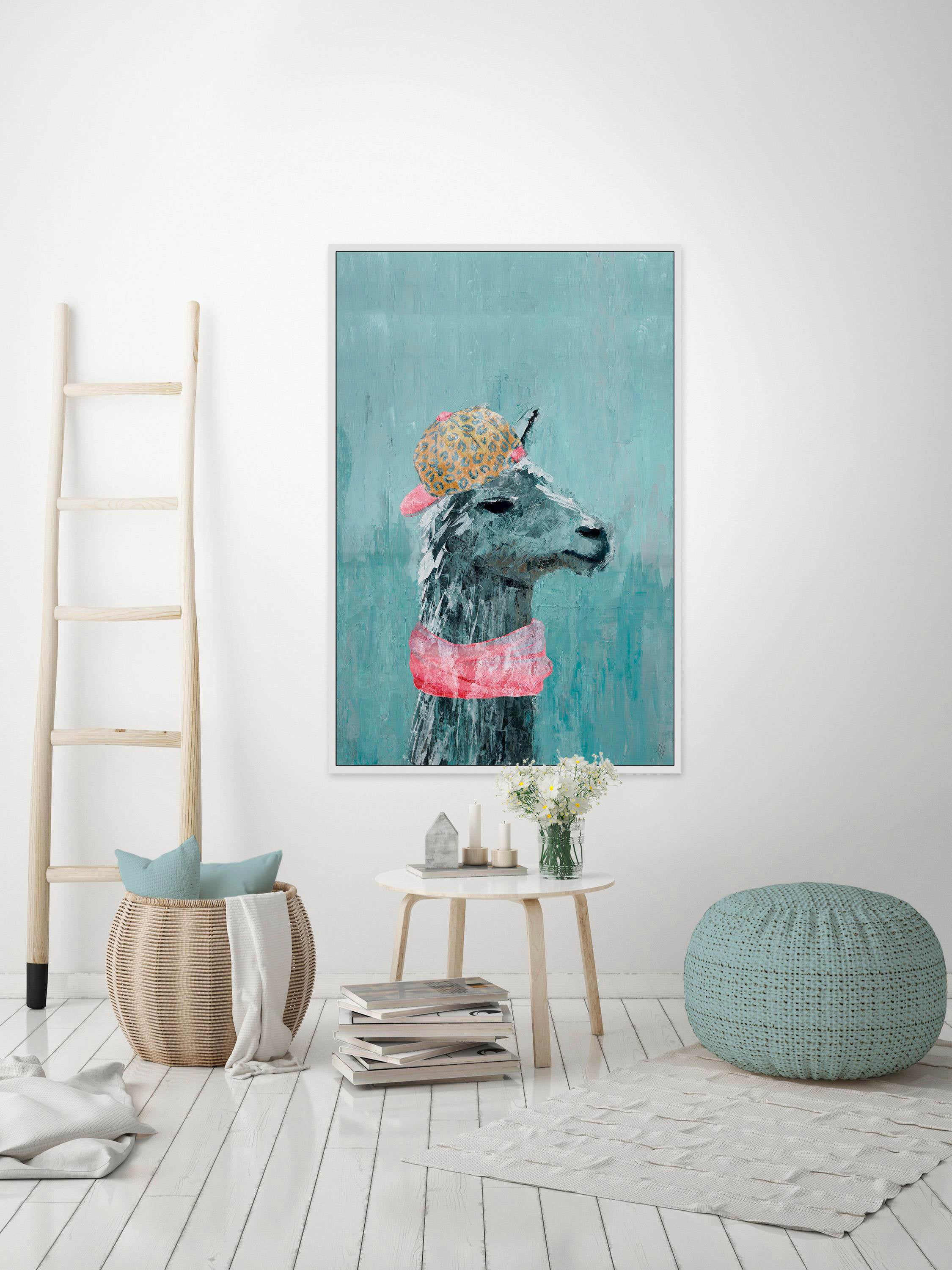 Hiphop Llama Floater Framed Painting Print on Canvas