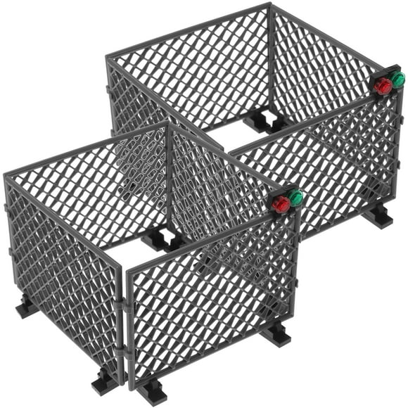 2 Sets War Game Scene Accessory Mini Toys Fence Educational Toy For Children 9.4X6.2X0.3In