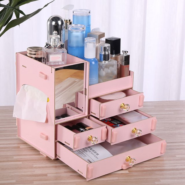 Cosmétiques Boîte de Rangement Cosmétique Affichage de Cas de Stockage de Maquillage Affichage de Cas de Stockage de Bijoux Boîte de Rangement de Maquillage Boîte de Rangement de Maquillage Quatre Dessinent la Conception de Grande Capacité Belle