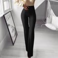 thumbnail image 2 of Work Pants Women Elastic Waist Bell Bottoms Fashion Solid Leggings Casual Trousers Trendy Dressy Black M, 2 of 6