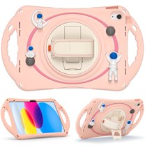 Dteck Kids Case for iPad 11-inch (A16) 2025 / iPad 10th Generation 10.9" 2022,Heavy Duty Silicone Case Shockproof Hard Handle Grip Hand Strap Kickstand Boy Girl Cover with Pencil Holder, Pink