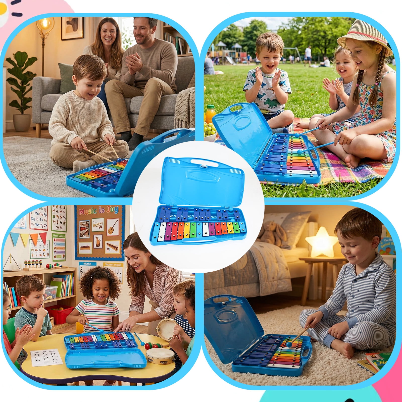 Grusce 25 Tone Xylophone Glockenspiel Colorful Wooden Xylophone with 2 Mallet Music Instrument for Beginner and Music Education