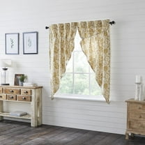 VHC Brands Dorset, Farmhouse Prairie Curtain Panels, Floral, Gold, 63x36x18, Set of 2