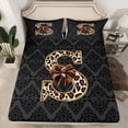 thumbnail image 2 of Homewish Bow Letter Monogrammed S 3pcs Twin Sheet Sets for Teens,Leopard Print Twin Fitted Sheet,Abstract Bohemian Damask Breathable Flat Sheet,Breathable Home Decor, 2 of 7