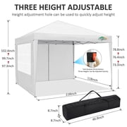 HOTEEL 10x10ft Popup Canopy Waterproof Canopy with 4 Sidewalls Outdoor Commercial Instant Shelter Beach Camping Canopy Tent for Party, White