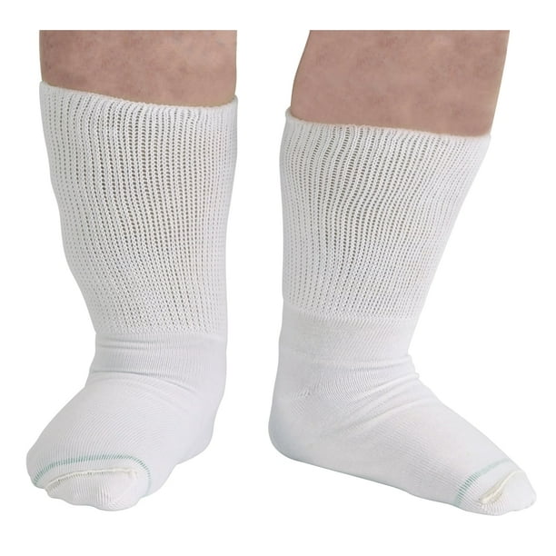 Extra Wide Socks - Women's Bariatric Diabetic Socks X-Wide - White - 3 ...