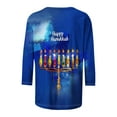thumbnail image 4 of Mceream Hanukkah Womens 3/4 Sleeve Shirts Dressy Casual Plus Size Crewneck Tunic Tops Loose Fit Tees Red Blouses Business Casual Print 2025 Dressy Casual Spring Summer Outfits Vestido Para NiñAs L, 4 of 5