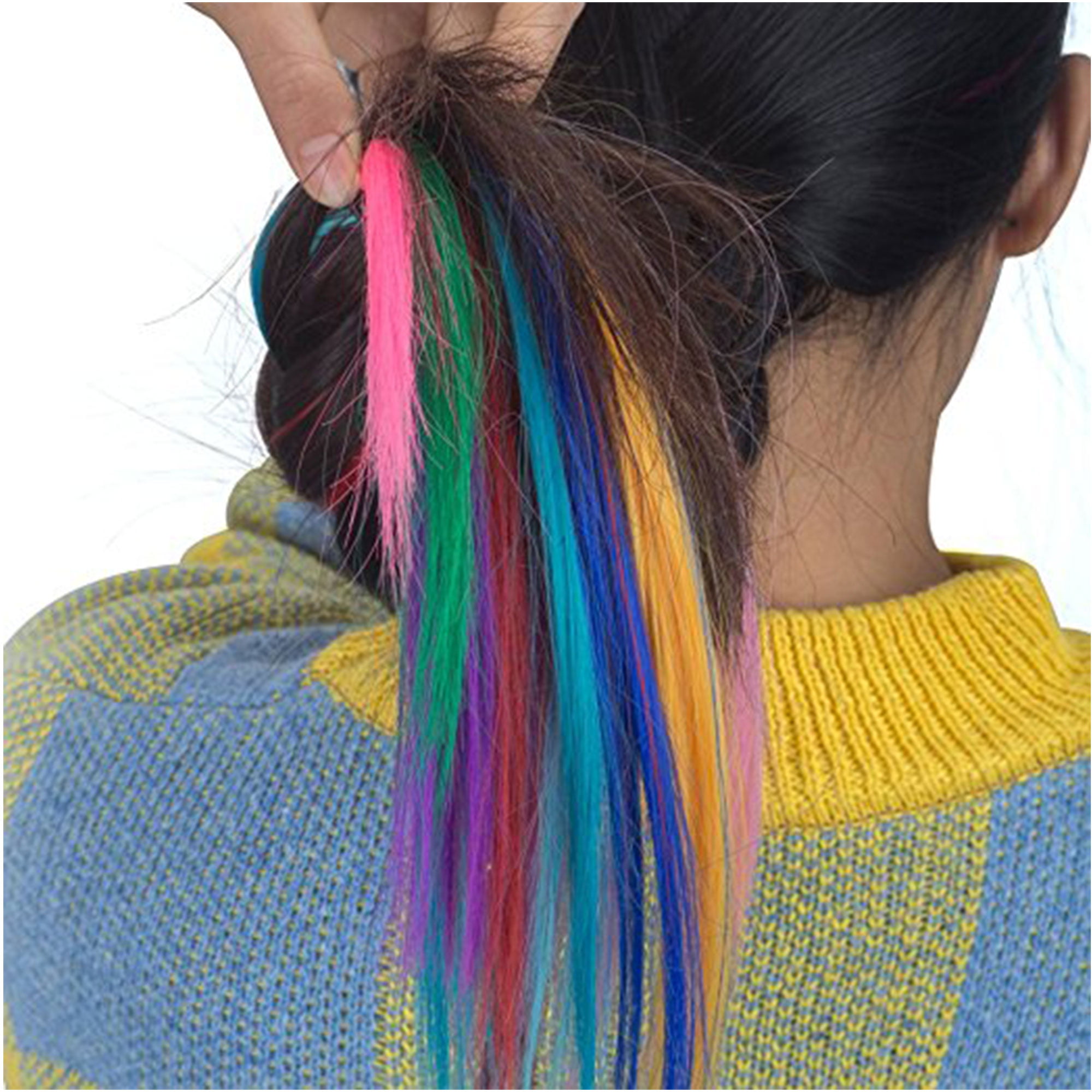 20 inch (50cm) clip in human hair streak - pink - Hair Extensions Sale