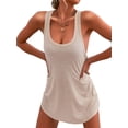thumbnail image 1 of Trajes de Baño para Mujer, Vestidos de Playa Básicos, Sin Mangas, con Cuello en U, para Playa Crema S, 1 of 9